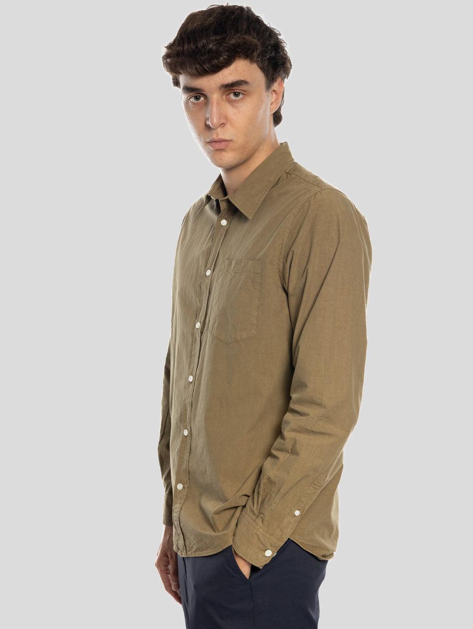 NORSE PROJECTS Camicia in Cotone Tinta in Capo Verde Sottocosto