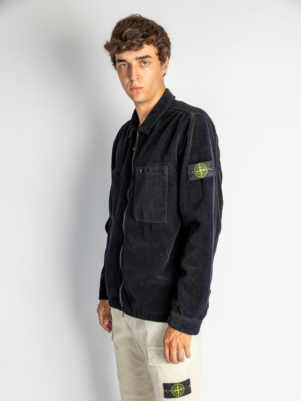 STONE ISLAND Overshirt in Velluto a Coste Blu Presa