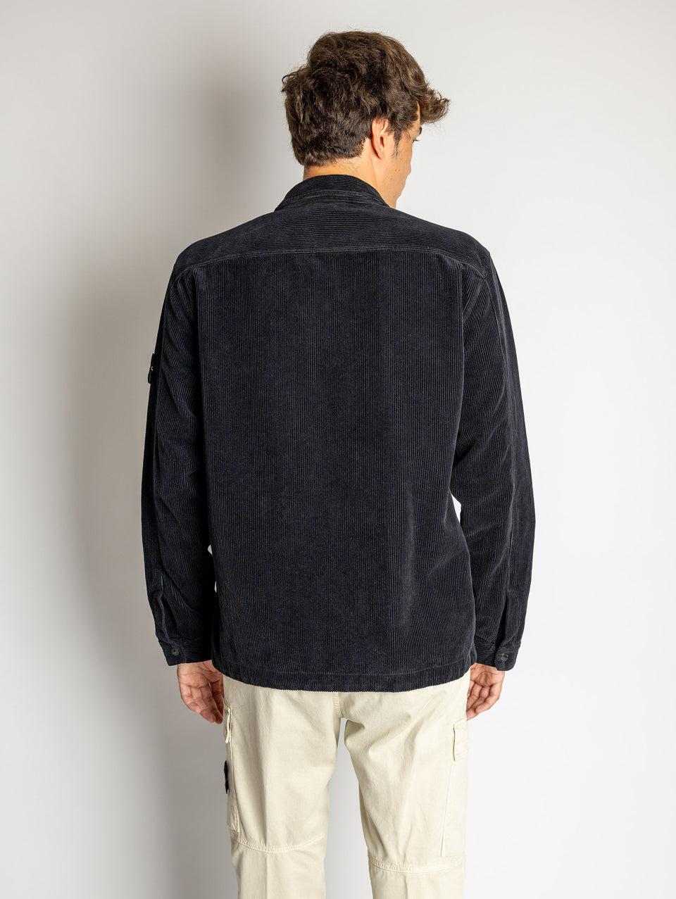 STONE ISLAND Overshirt in Velluto a Coste Blu Presa