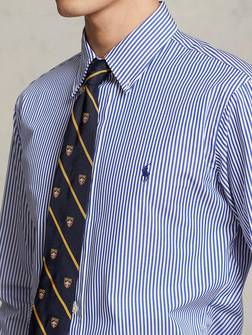 RALPH LAUREN Camicia in Popeline Elasticizzato a Righe Blu/Bianco Nuovo