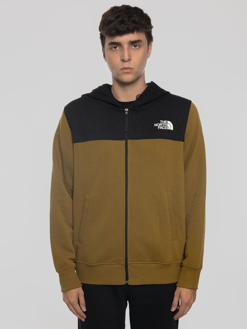 THE NORTH FACE Felpa con Cappuccio e Cerniera Verde Outlet