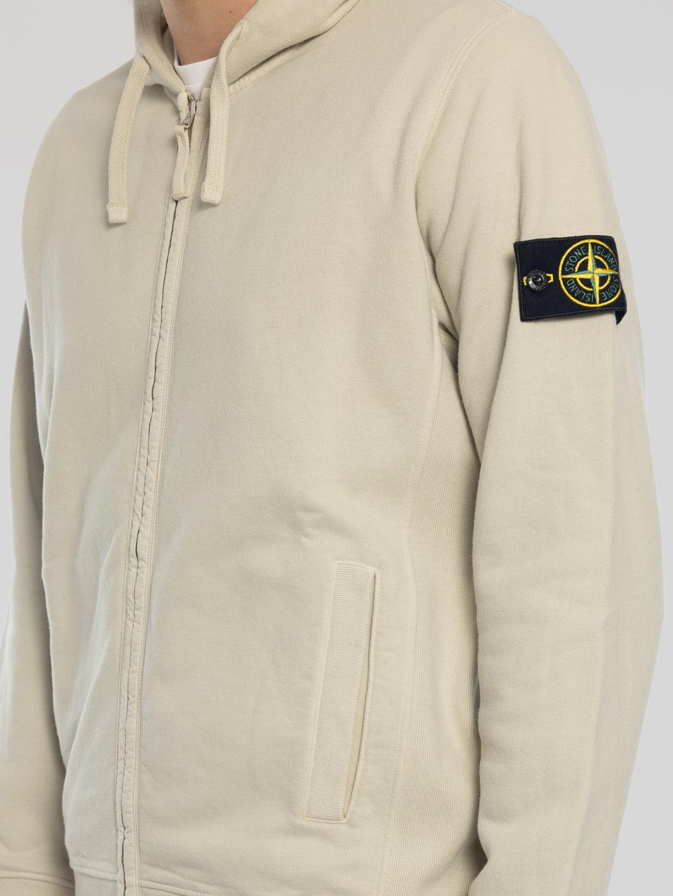 STONE ISLAND Felpa Full Zip in Cotone Organico Stucco Hotsell