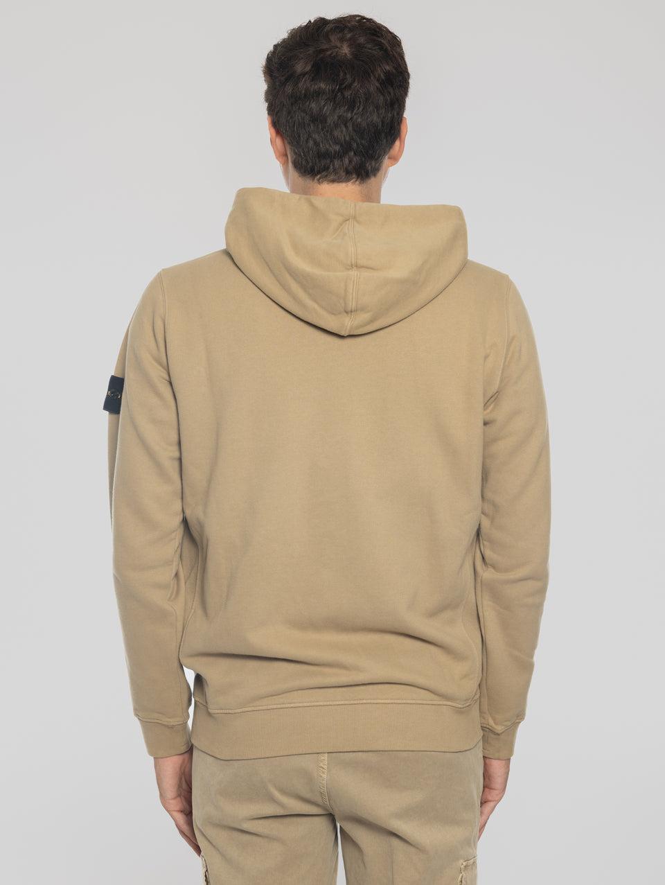 STONE ISLAND Felpa Full Zip in Cotone Organico Biscotto Vendita Calda