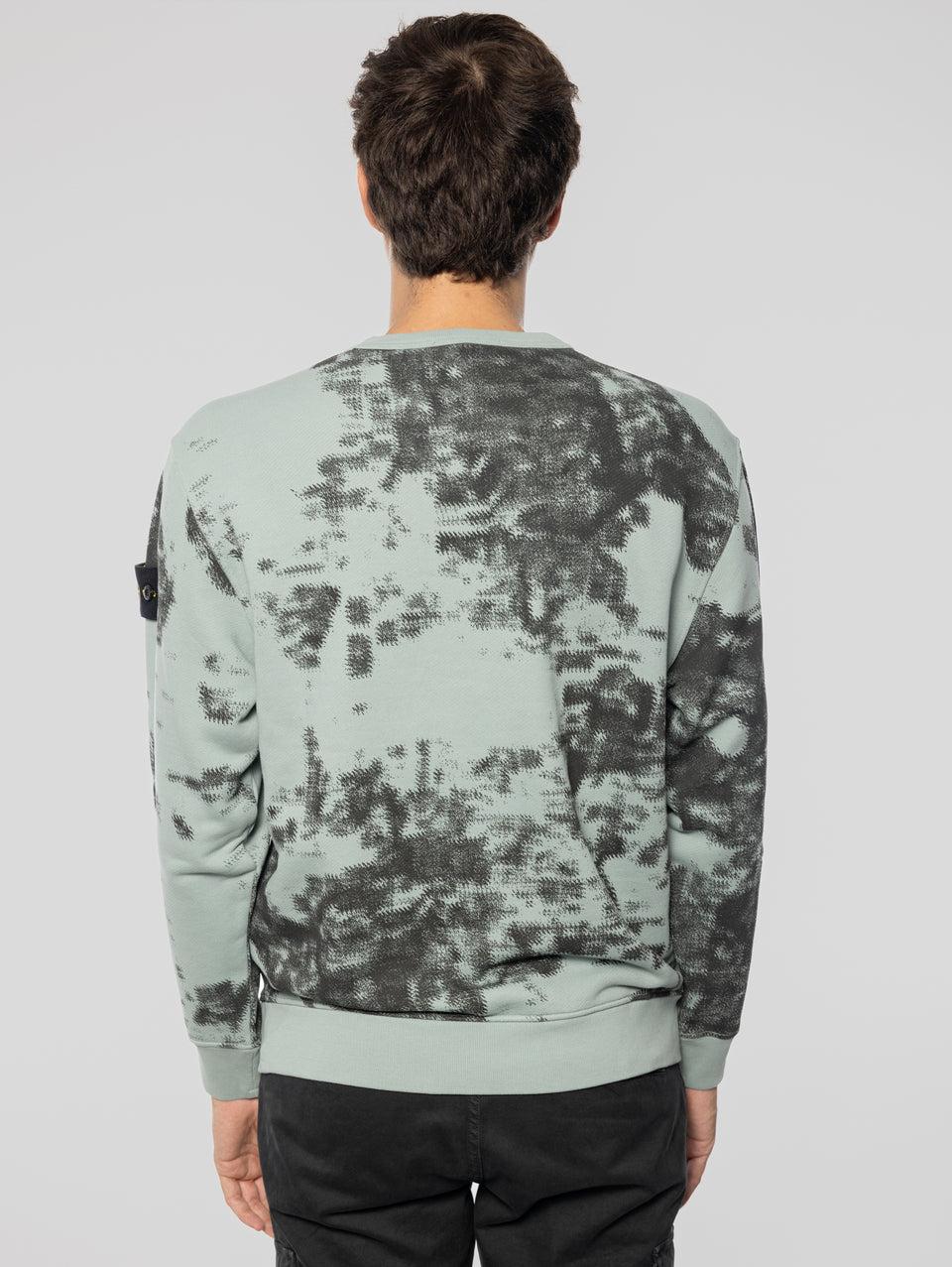 STONE ISLAND Felpa Girocollo Stampa Earth Mapping Verde/Grigio Moda