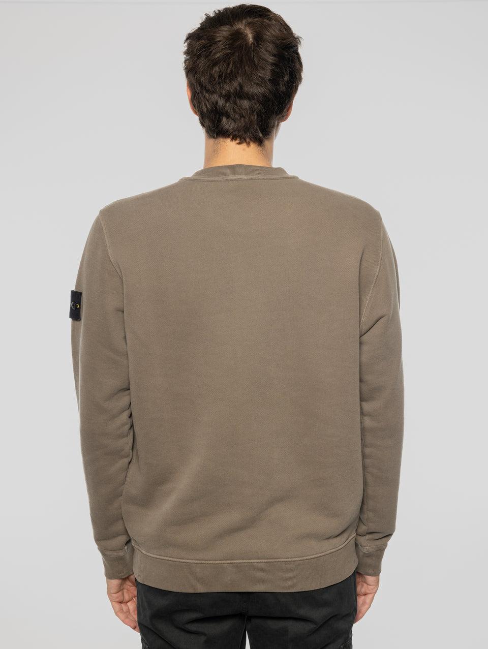 STONE ISLAND Felpa Girocollo in Cotone Diagonale Noce Sottocosto