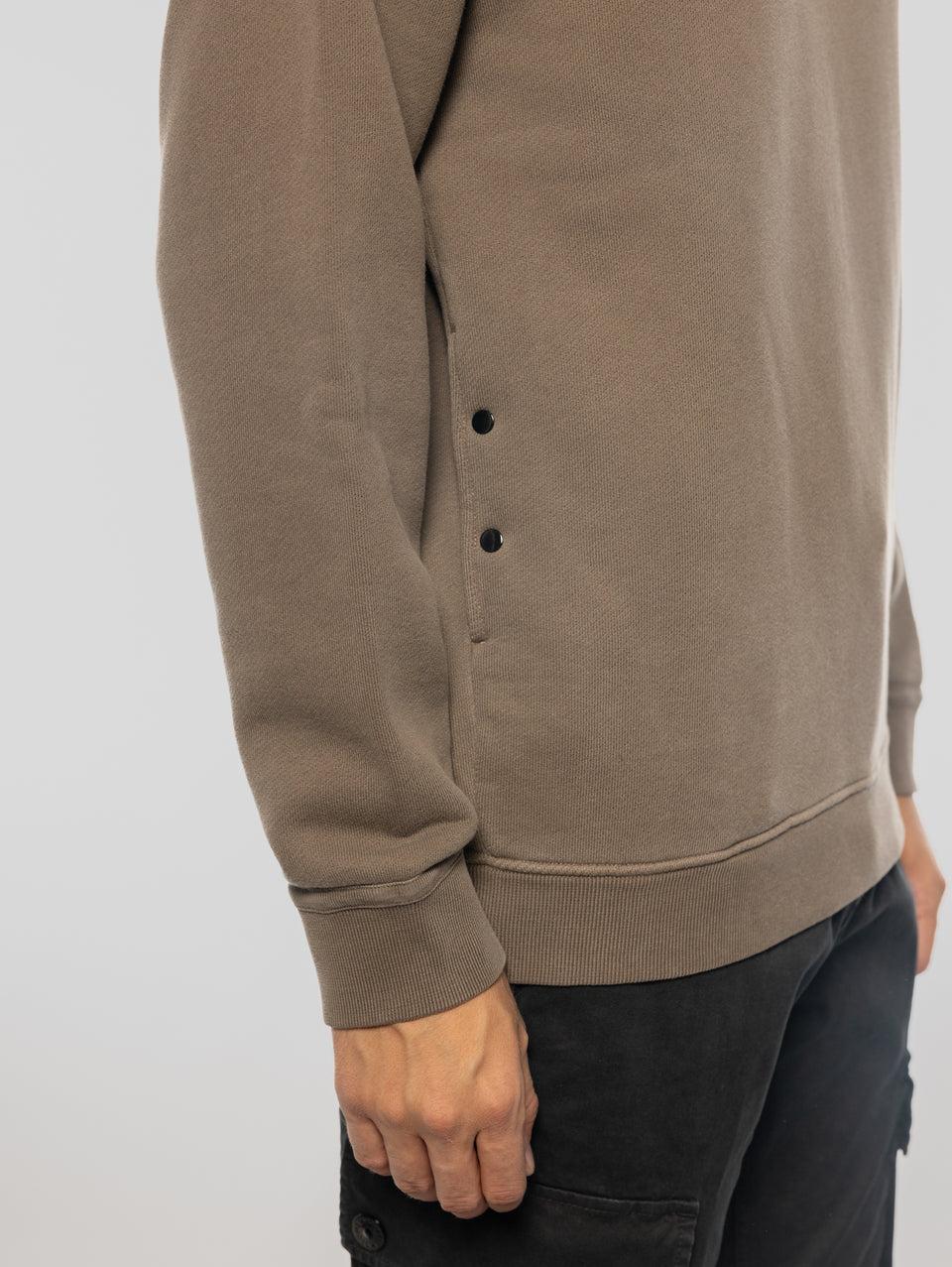 STONE ISLAND Felpa Girocollo in Cotone Diagonale Noce Sottocosto