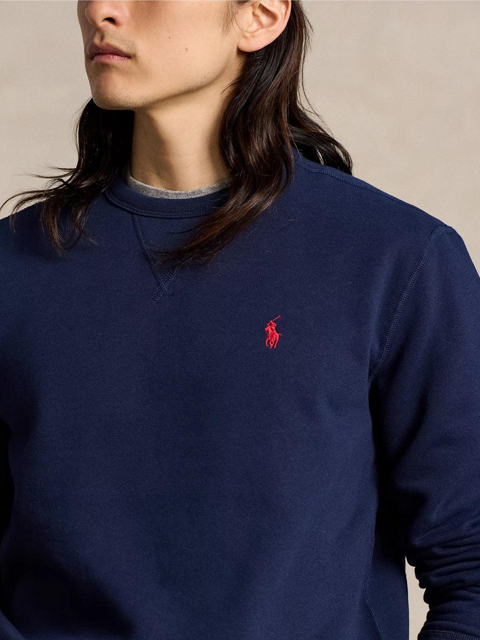 RALPH LAUREN Felpa Girocollo in Cotone Blu Italy