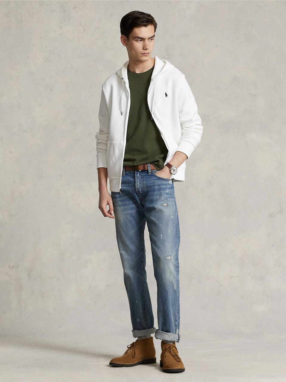 RALPH LAUREN Felpa con Cappuccio e Zip in Maglia Doppia Bianco Italia