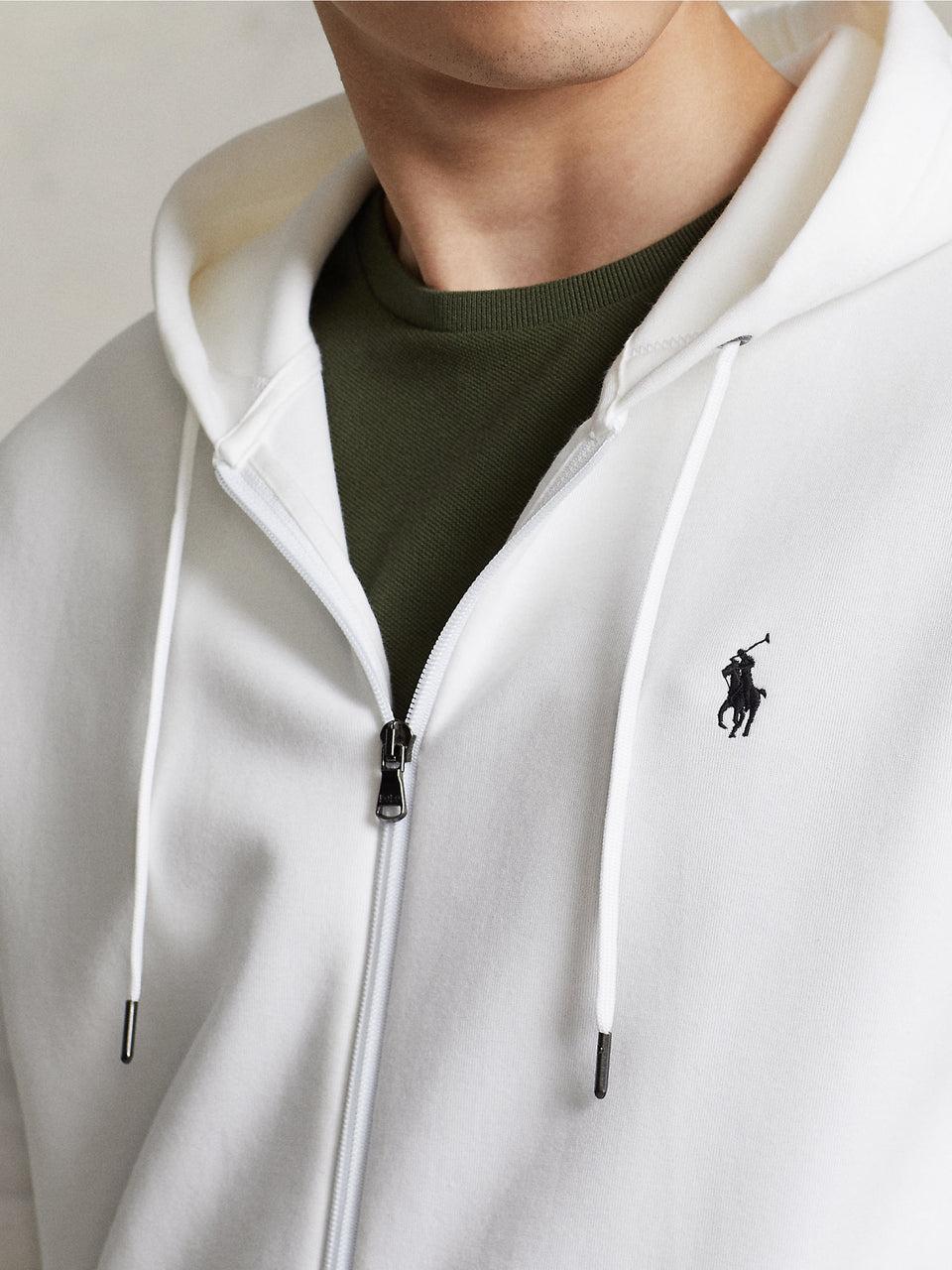 RALPH LAUREN Felpa con Cappuccio e Zip in Maglia Doppia Bianco Italia