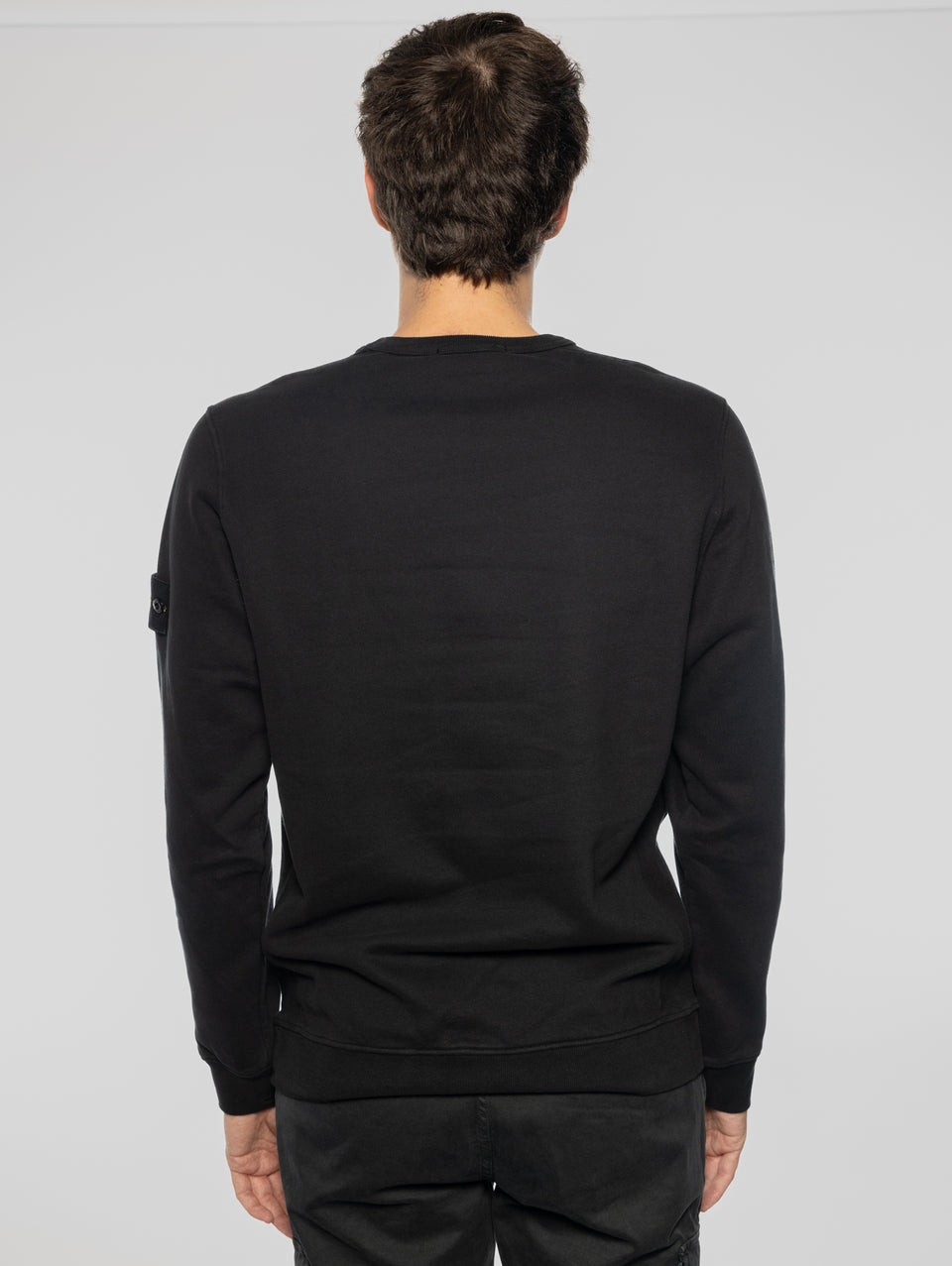 STONE ISLAND Felpa Girocollo in Cotone Nero 2025