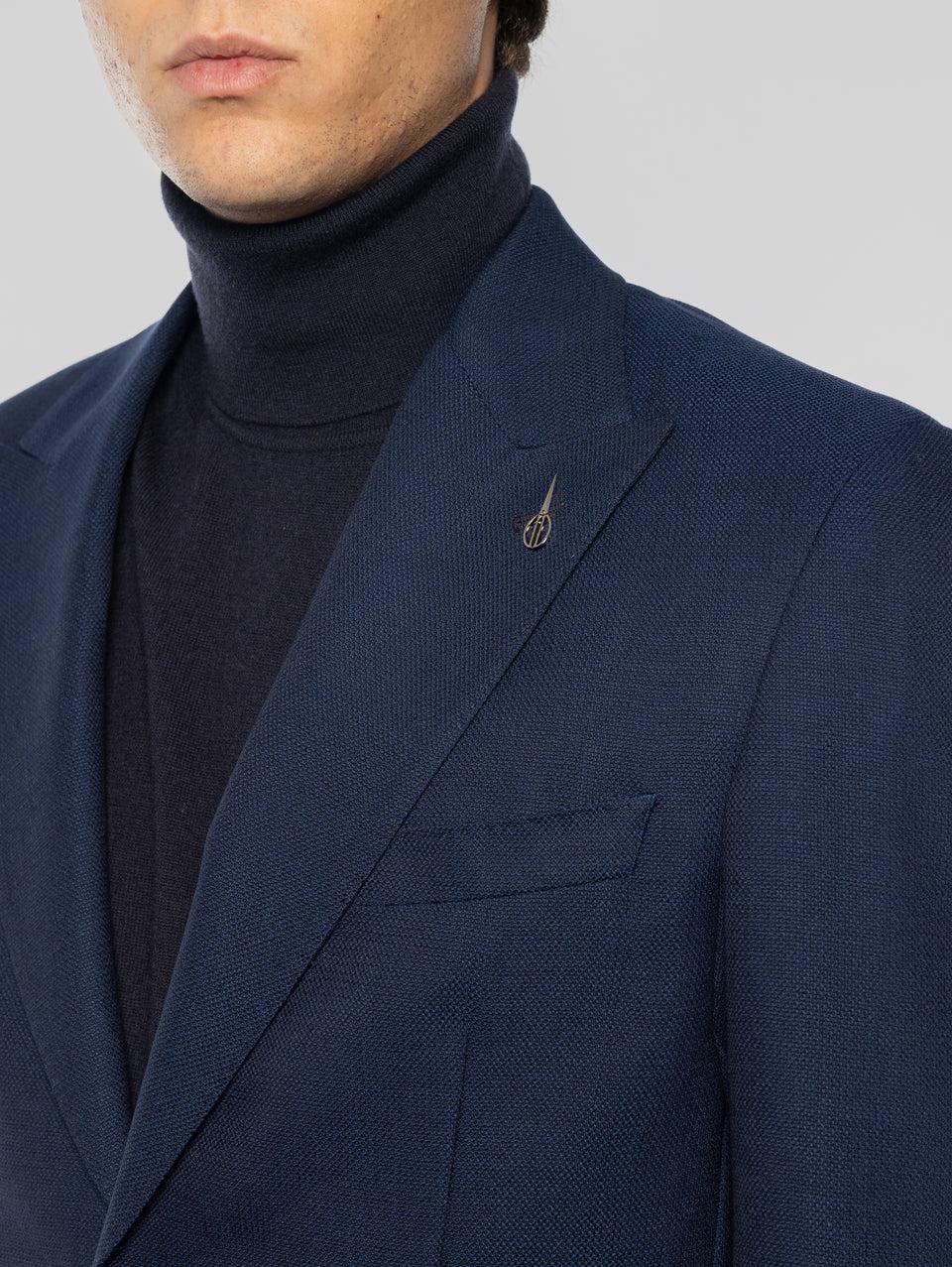 PAOLONI Giacca Sfoderata in Lana Oxford Blu Nuovo