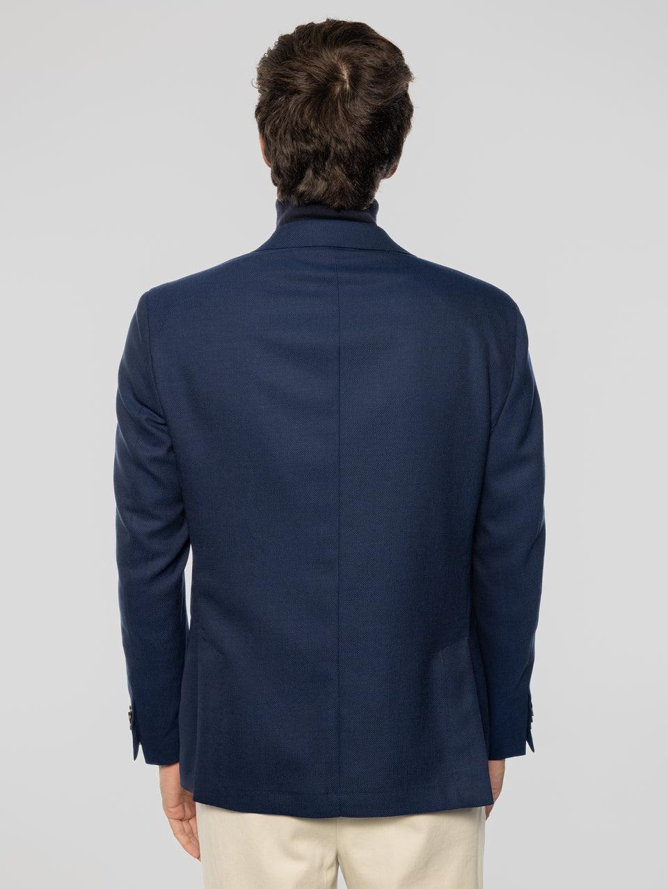 PAOLONI Giacca Sfoderata in Lana Oxford Blu Nuovo