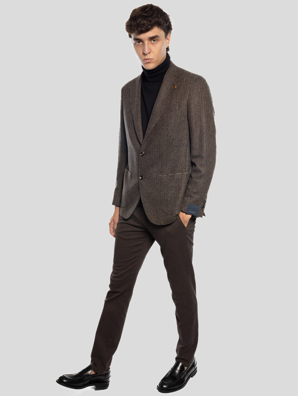 SARTORIA LATORRE Giacca Sfoderata Spinata Herringbone Marrone Spedizione Gratuita