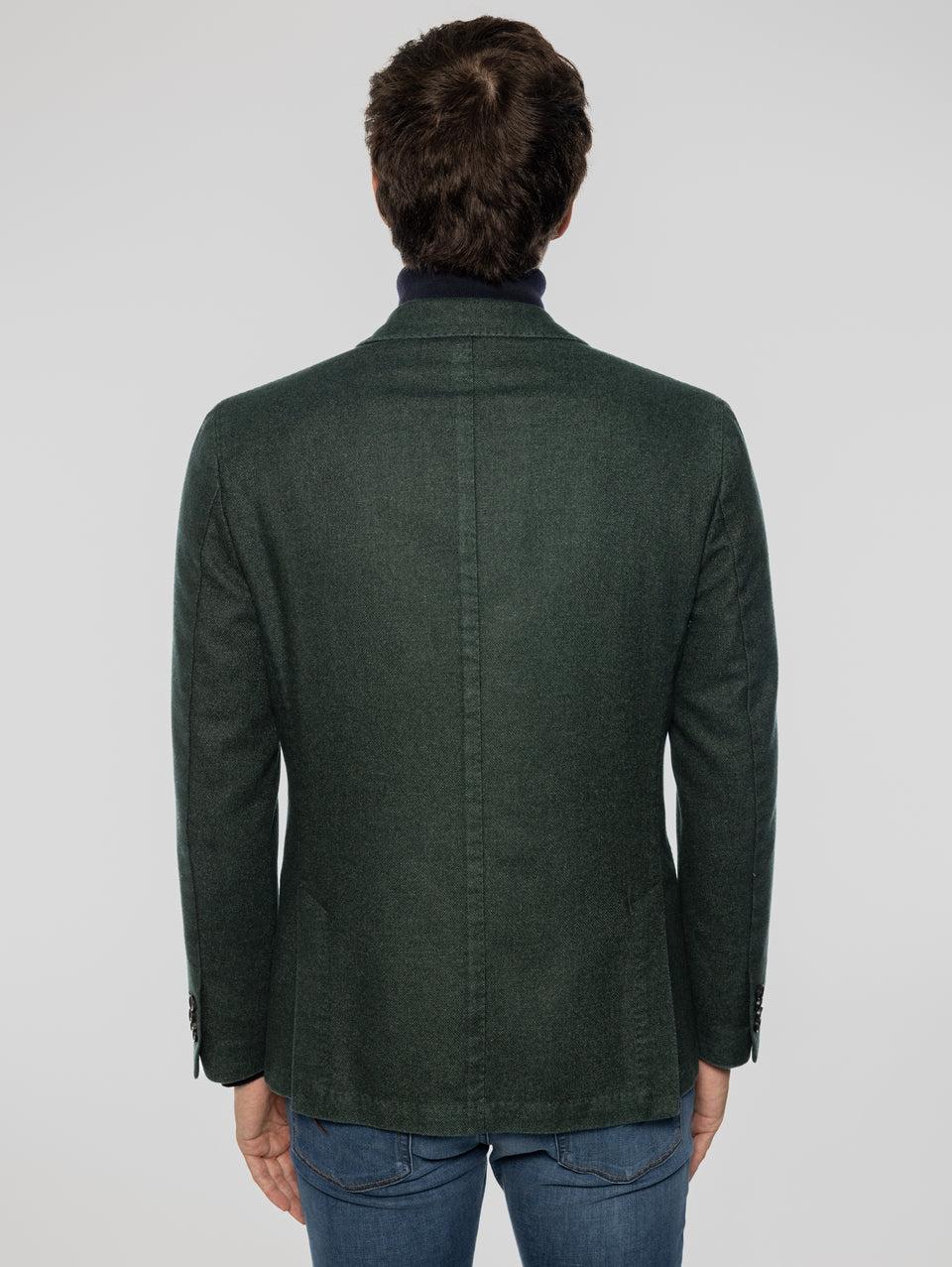 PAOLONI Giacca Doppio Petto in Lana Frosted Verde Pezzi Unici