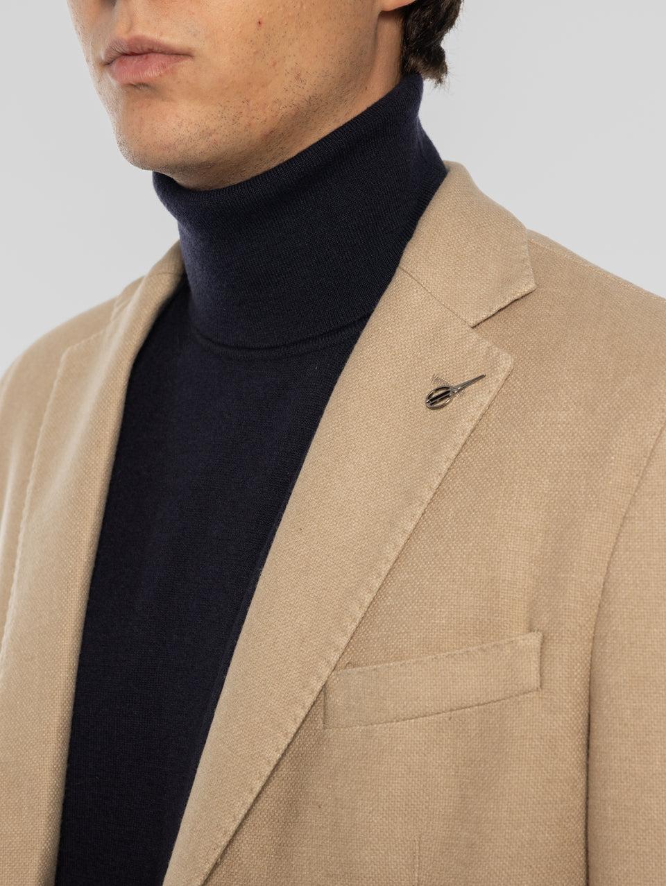 PAOLONI Giacca Doppio Petto in Lana Frosted Beige Soddisfazione Garantita