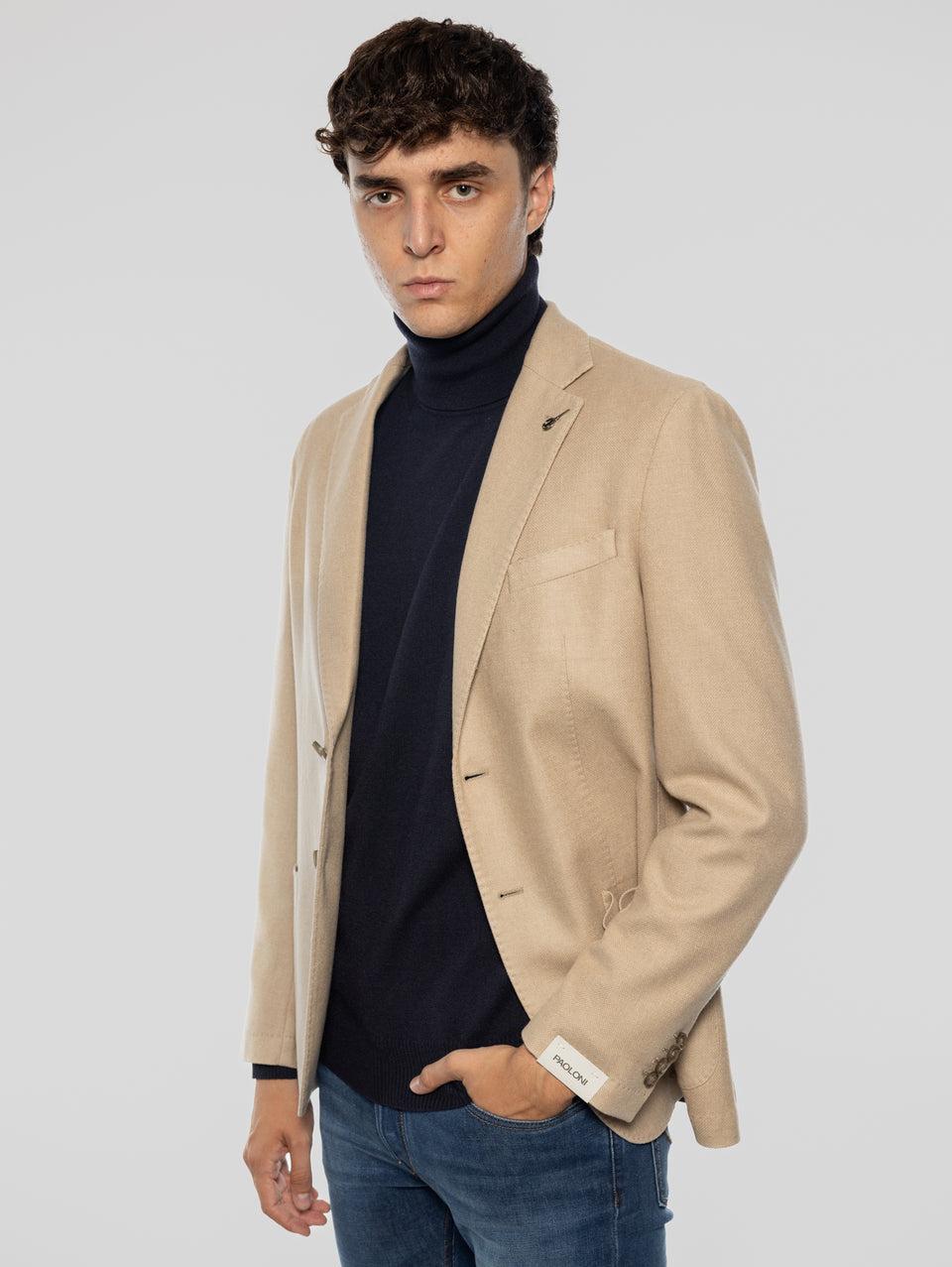 PAOLONI Giacca Doppio Petto in Lana Frosted Beige Soddisfazione Garantita