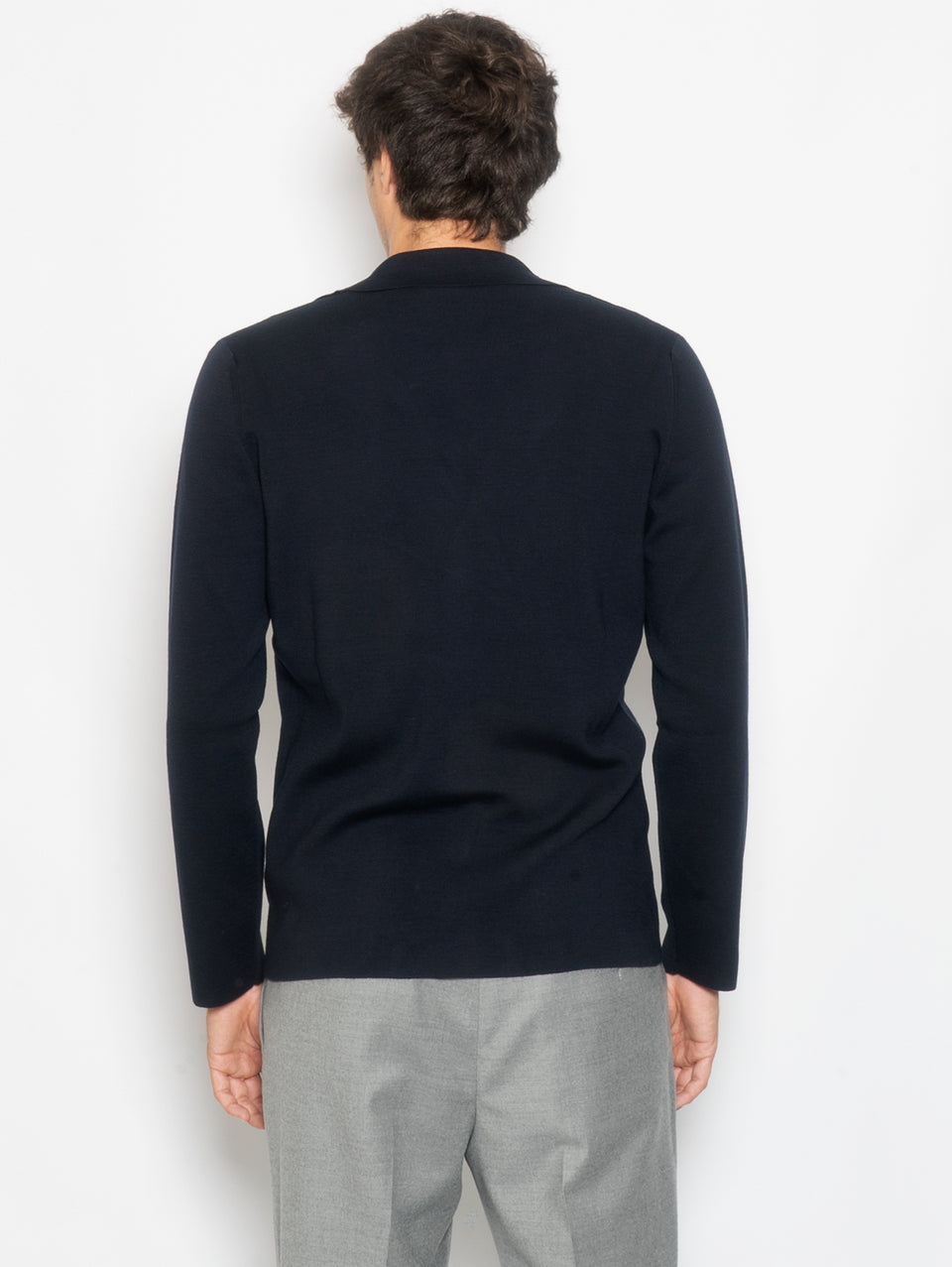 ALPHA STUDIO Giacca in Maglia di Lana Extrafine Blu Notte Consegna Veloce