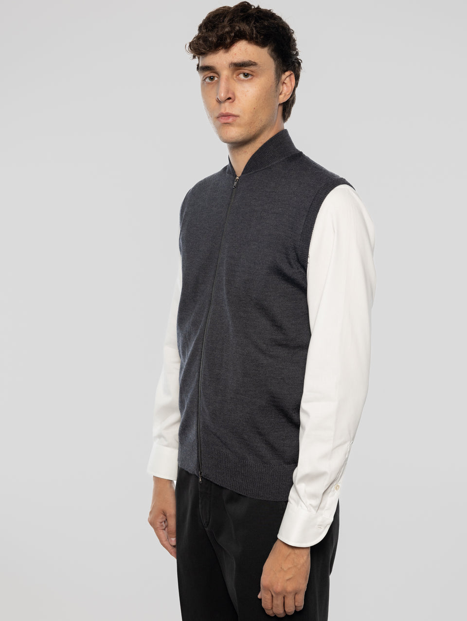 ALPHA STUDIO Gilet in Lana taglio Bomber Antracite Offerta