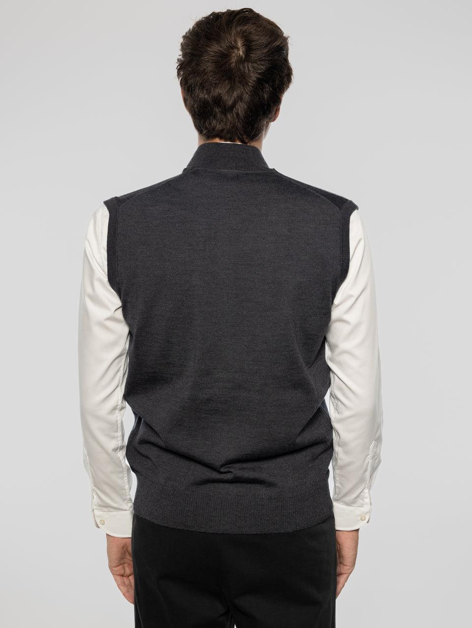 ALPHA STUDIO Gilet in Lana taglio Bomber Antracite Offerta