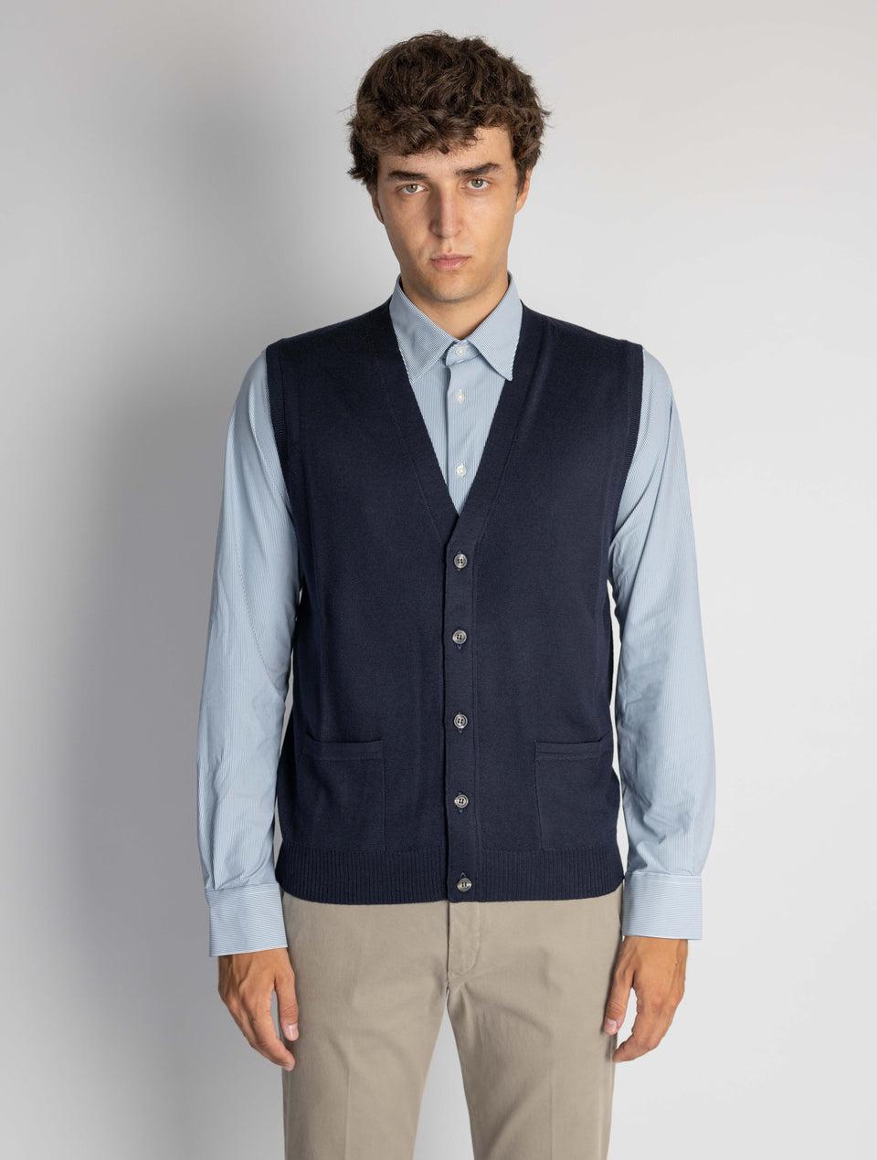 ALPHA STUDIO Gilet con Scollo a V Blu Economico