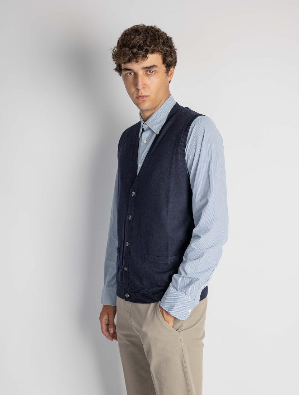 ALPHA STUDIO Gilet con Scollo a V Blu Economico