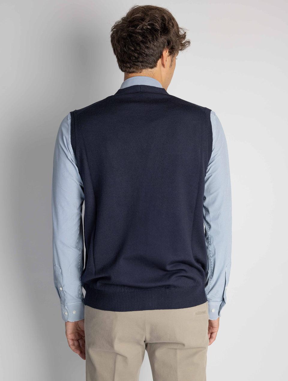 ALPHA STUDIO Gilet con Scollo a V Blu Economico