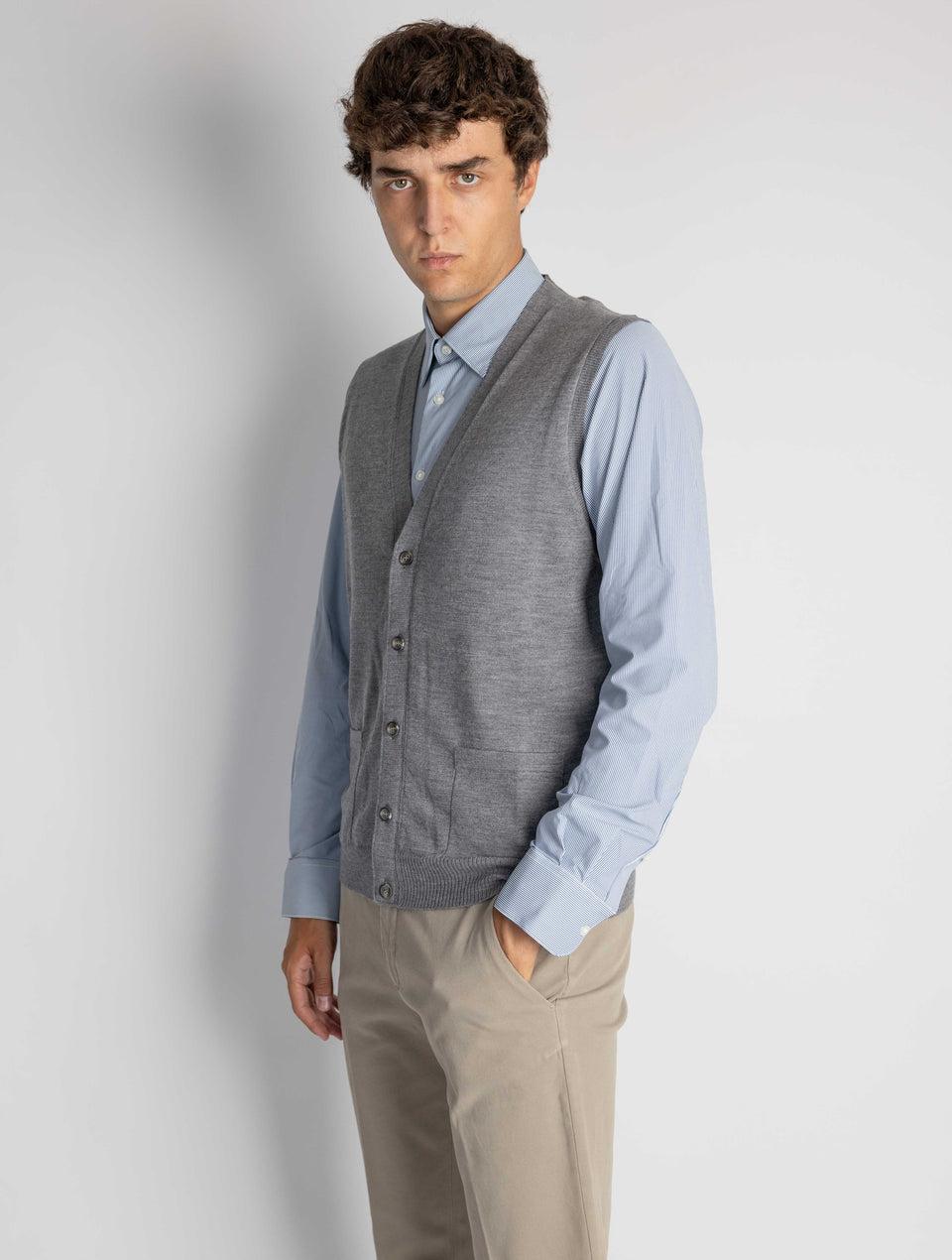 ALPHA STUDIO Gilet con Scollo a V Grigio Outlet