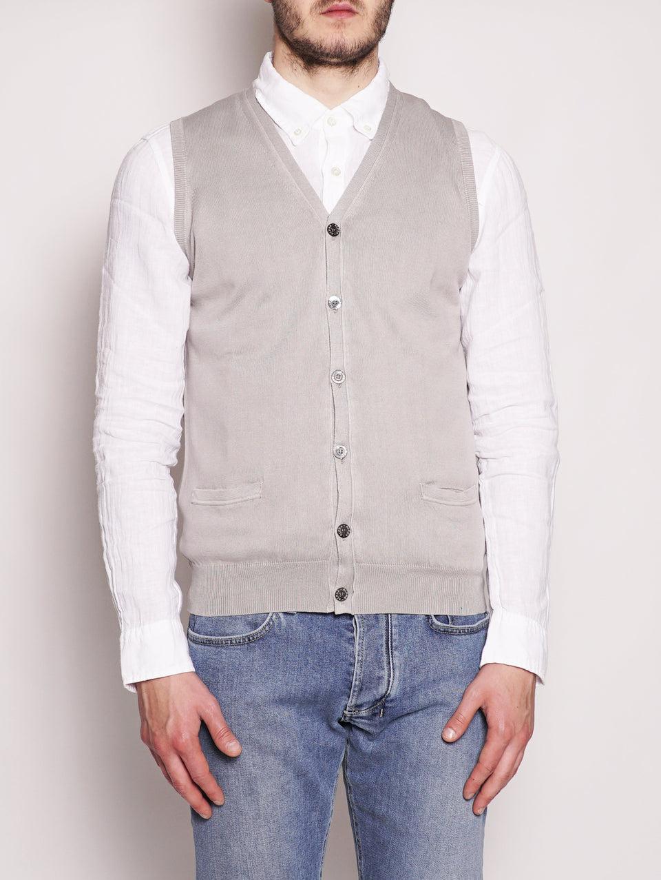 ALPHA STUDIO Gilet in Cotone Frosted Perla Vendita Calda