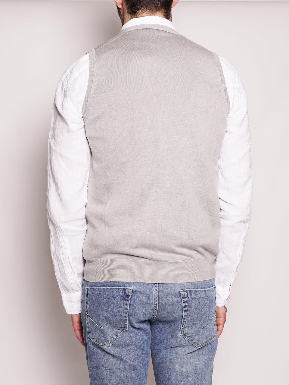 ALPHA STUDIO Gilet in Cotone Frosted Perla Vendita Calda