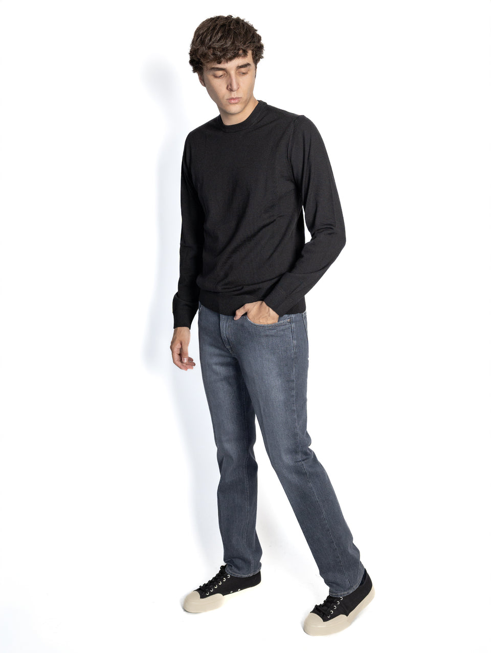 BRIGLIA 1949 Pantaloni in Denim Elasticizzato Grigio Online Outlet
