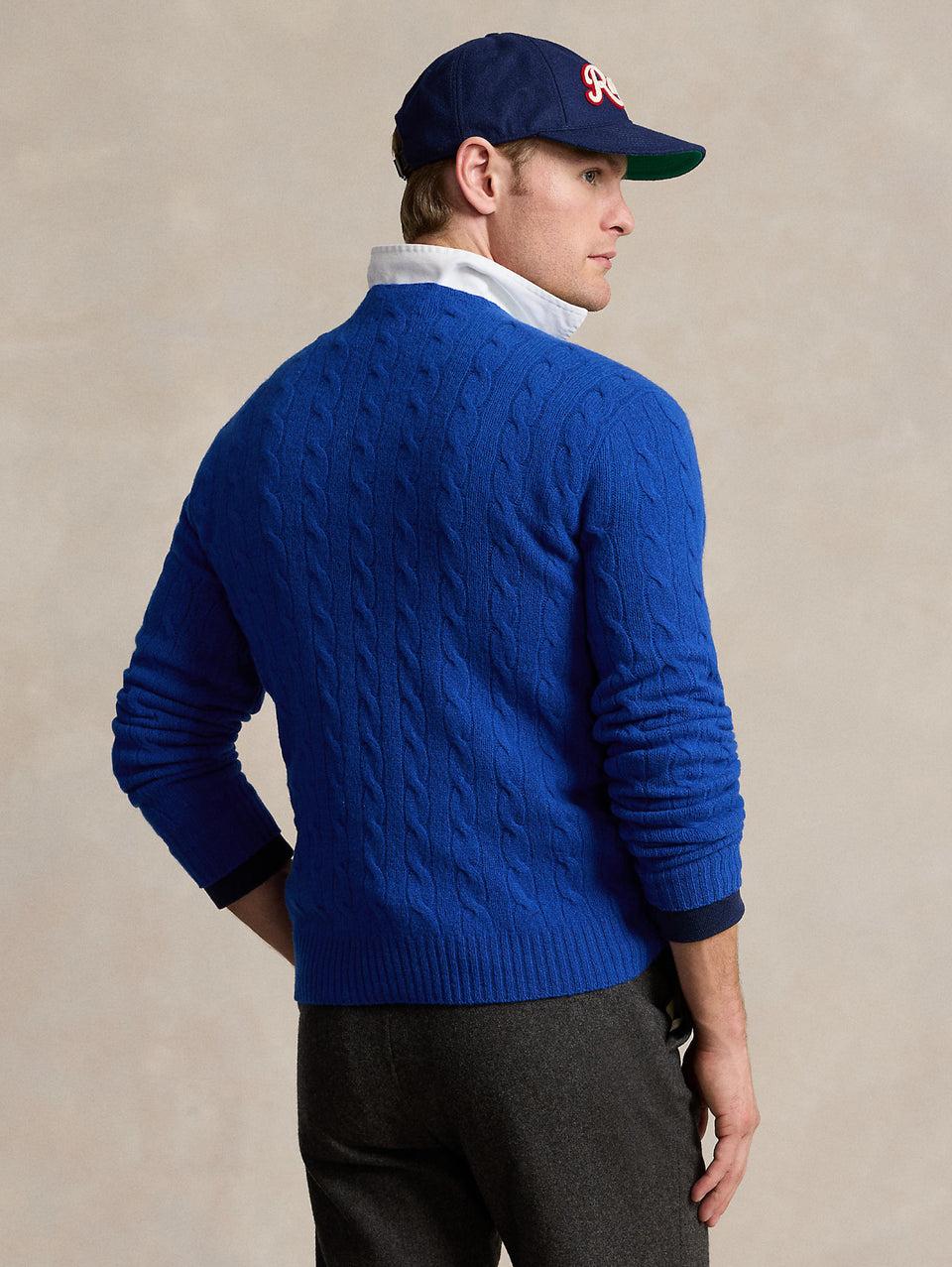 RALPH LAUREN Maglia in Lana e Cashmere a Trecce Blu Negozi Online