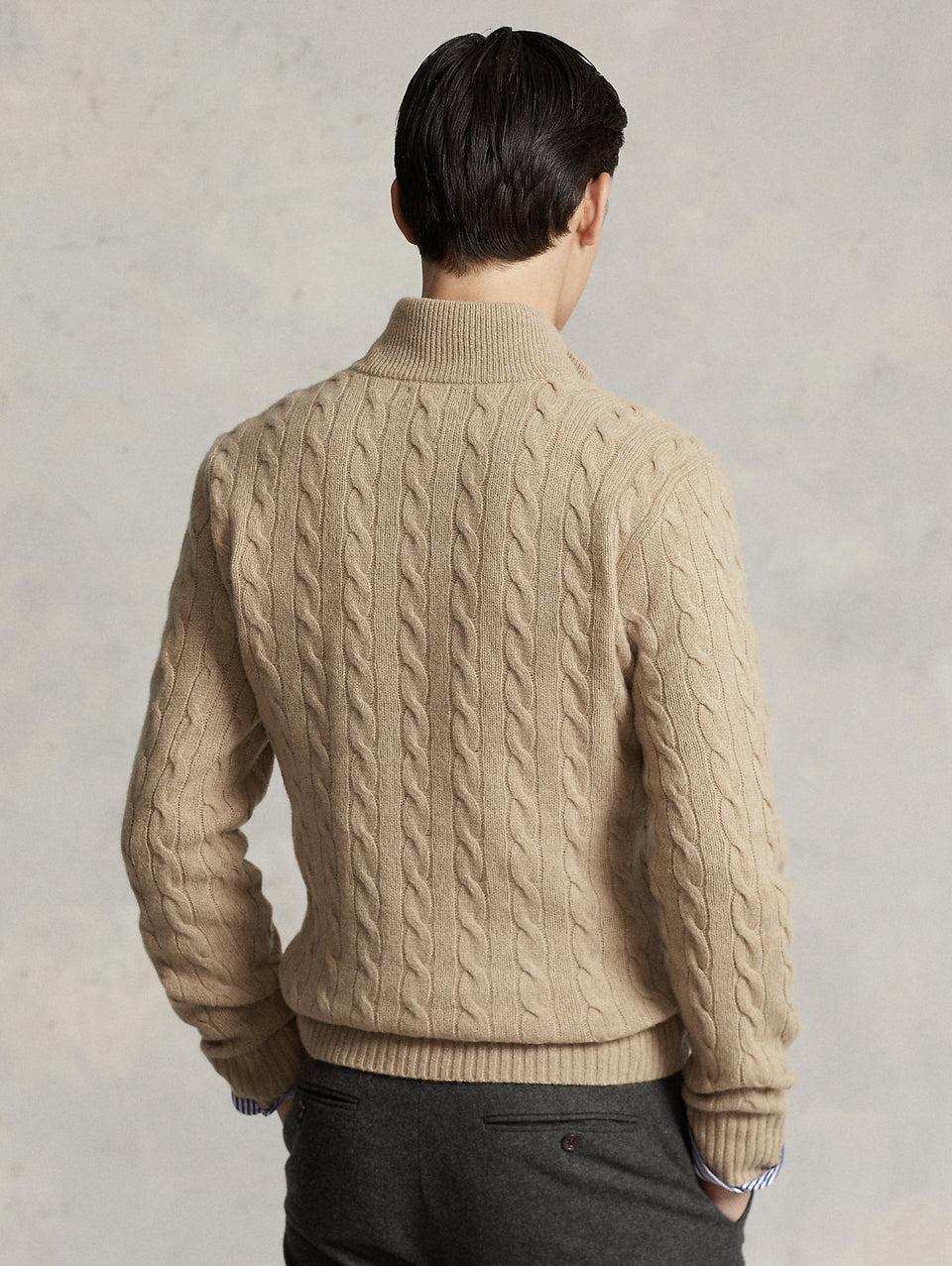 RALPH LAUREN Maglia Mezza Zip a Trecce Cammello Acquista Ora