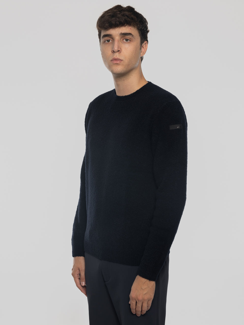 RRD Maglia Girocollo in Lana Bouclé Blu Scuro Affare Del Giorno