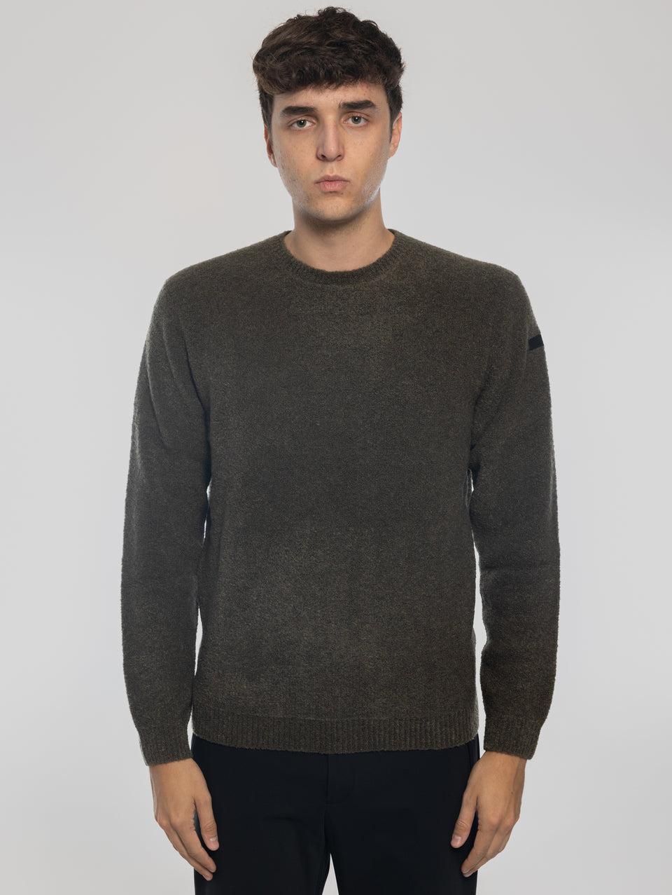 RRD Maglia Girocollo in Lana Bouclé Militare Prezzo Ridotto