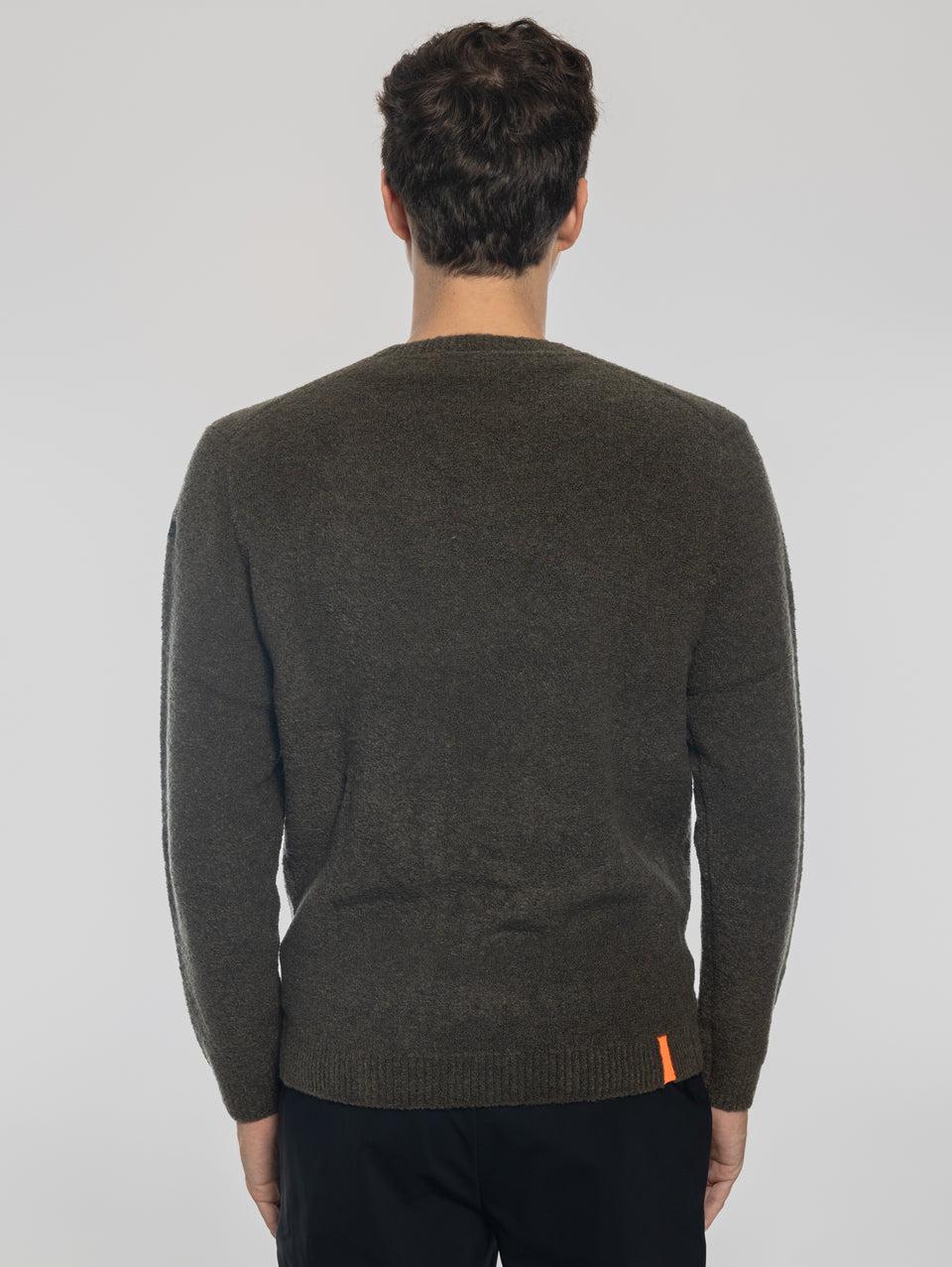 RRD Maglia Girocollo in Lana Bouclé Militare Prezzo Ridotto