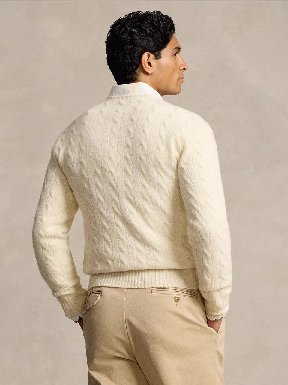 RALPH LAUREN Maglia in Lana e Cashmere a Trecce Crema Convenienza