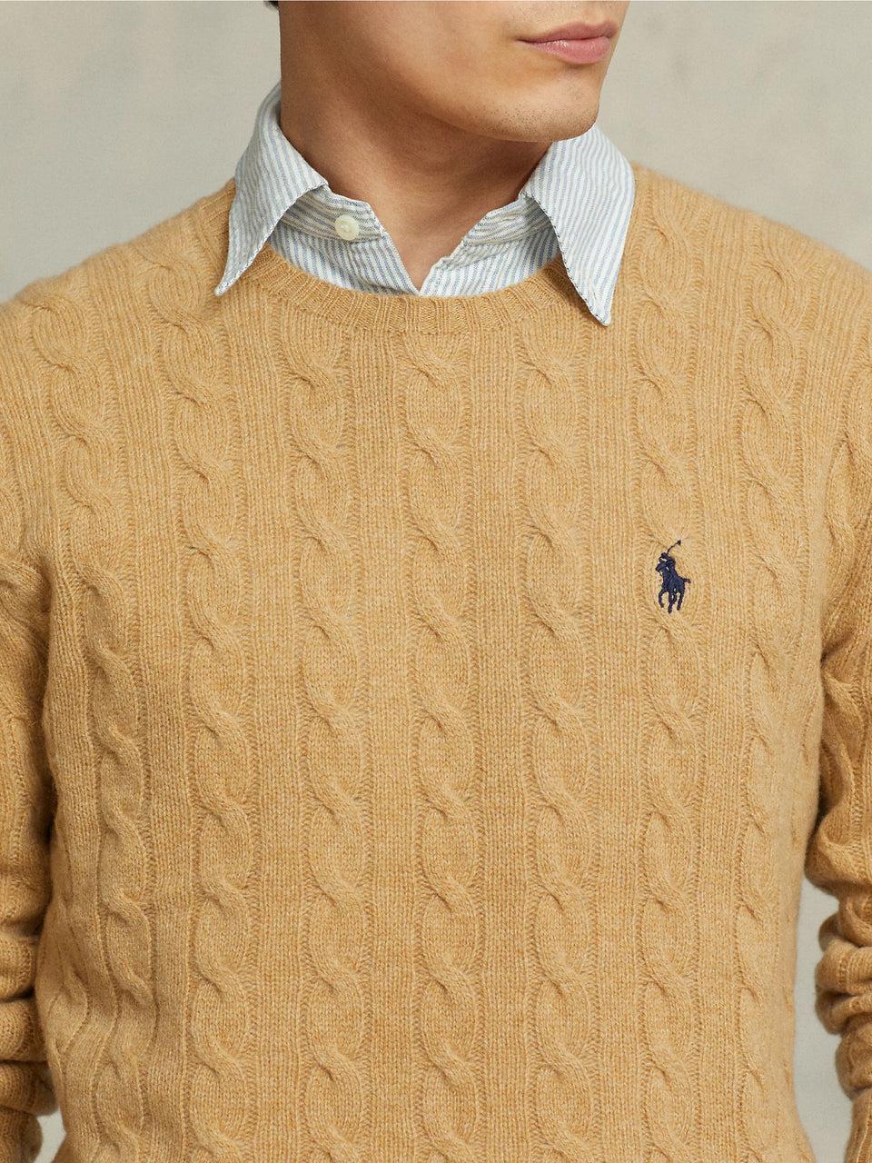 RALPH LAUREN Maglia in Lana e Cashmere a Trecce Cammello ACQUISTA ORA