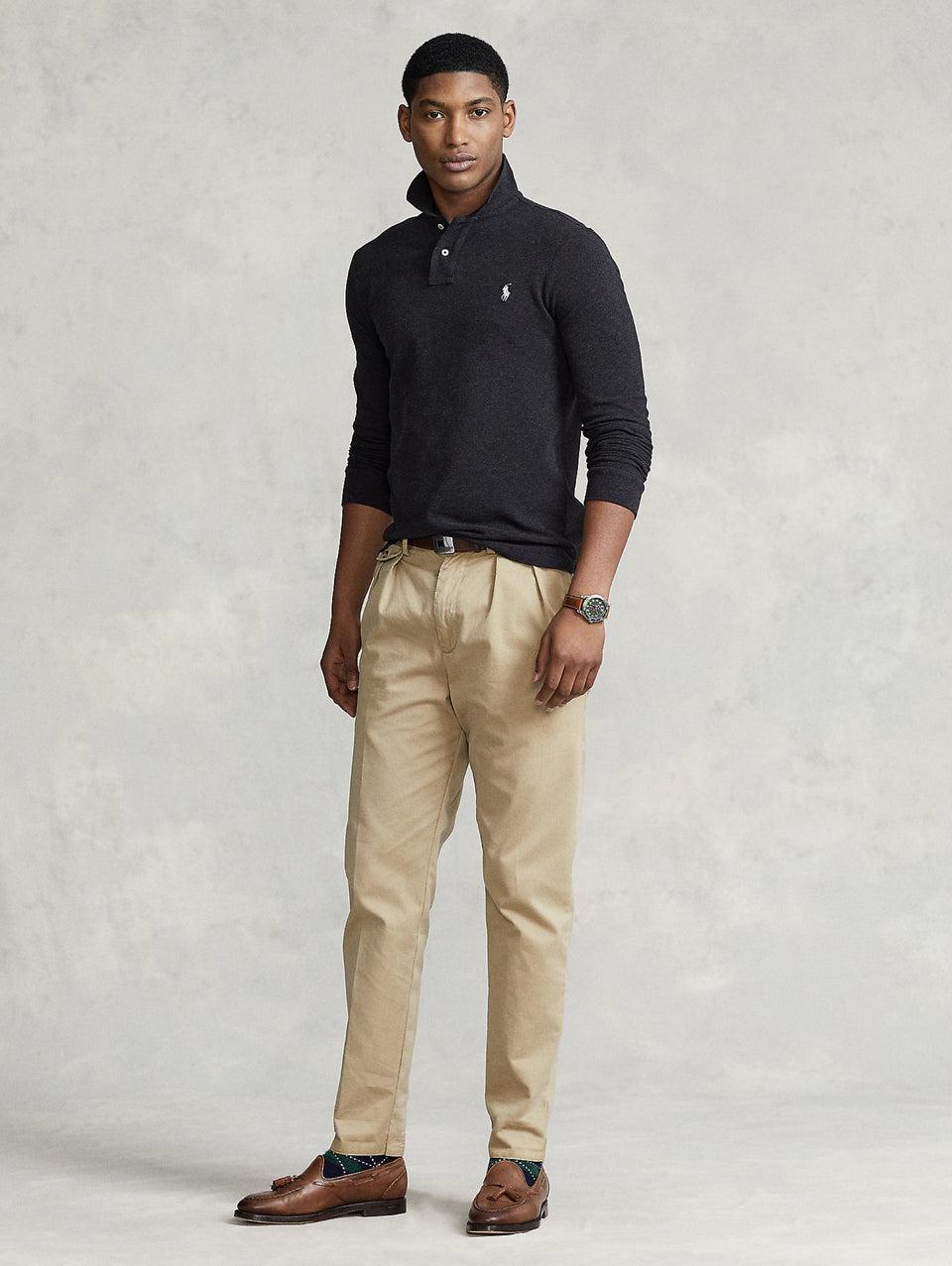 RALPH LAUREN Polo Slim Fit Manica Lunga Antracite Presa