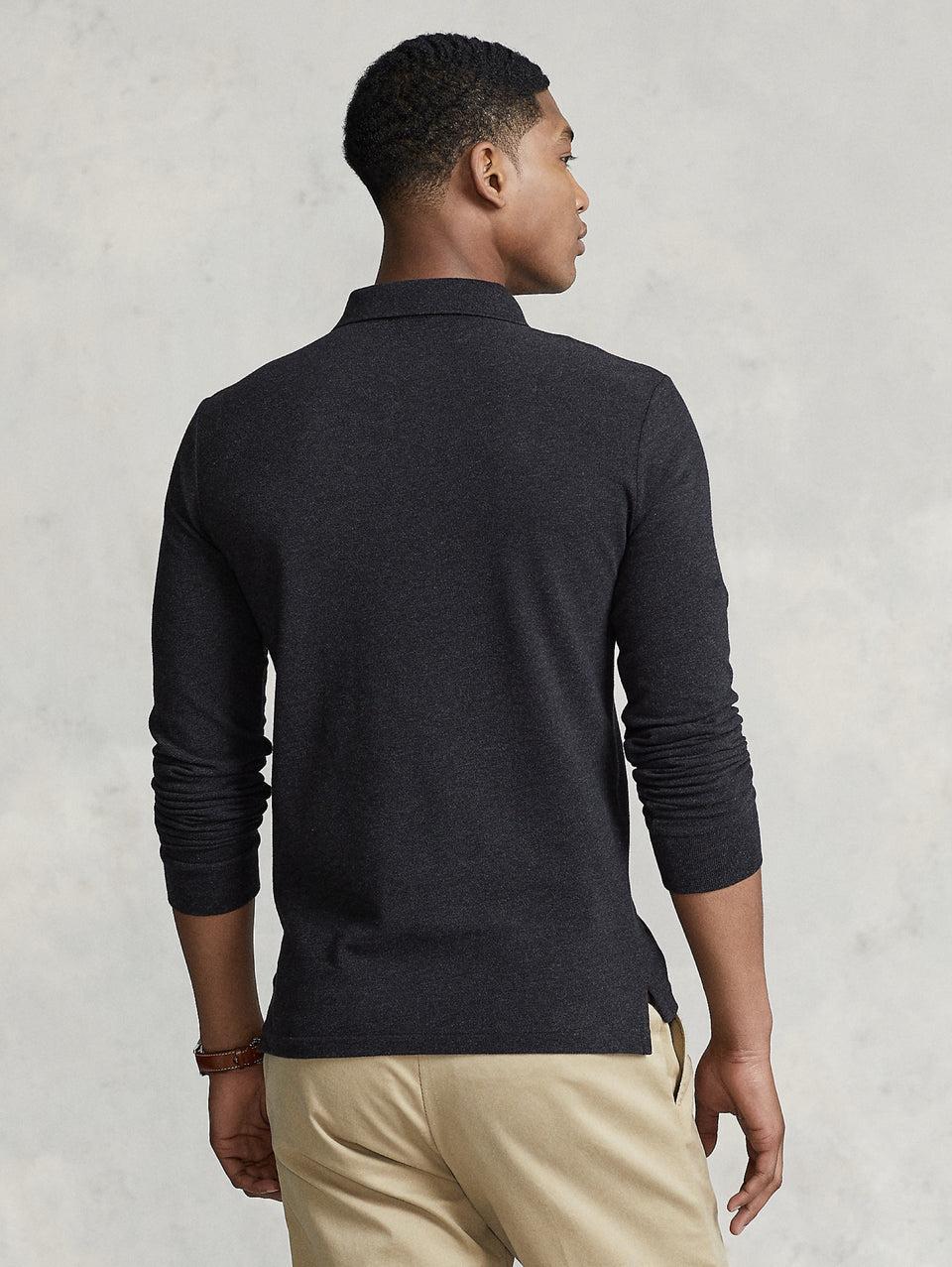 RALPH LAUREN Polo Slim Fit Manica Lunga Antracite Presa