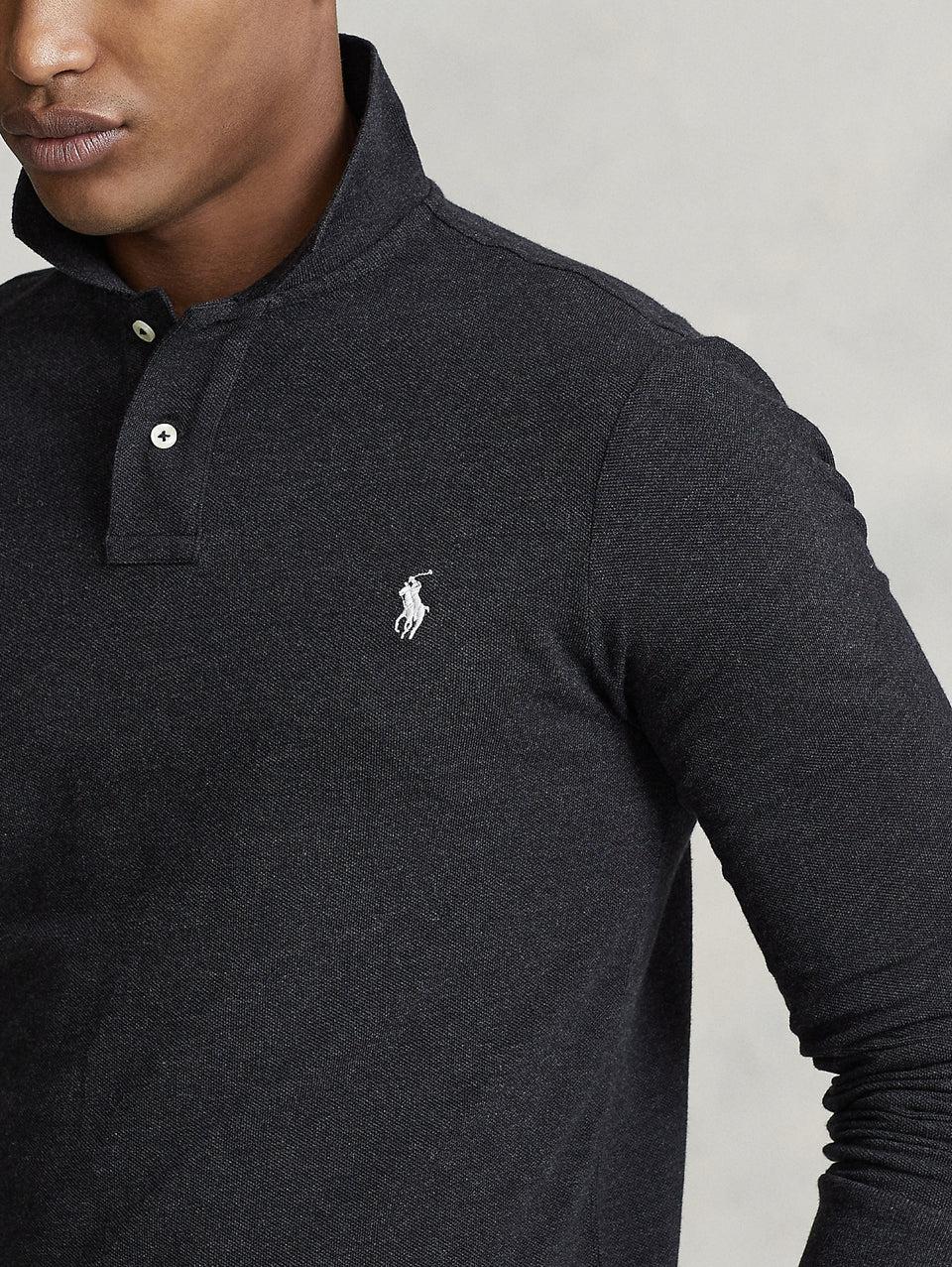 RALPH LAUREN Polo Slim Fit Manica Lunga Antracite Presa