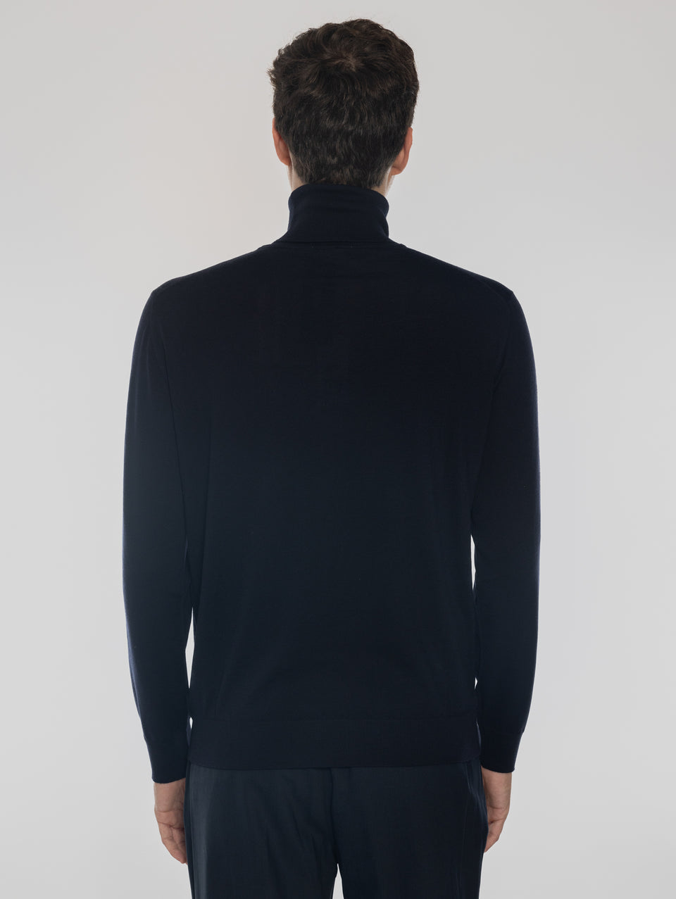 ALPHA STUDIO Maglia Collo Alto in Lana Ultrafine Blu Sconto