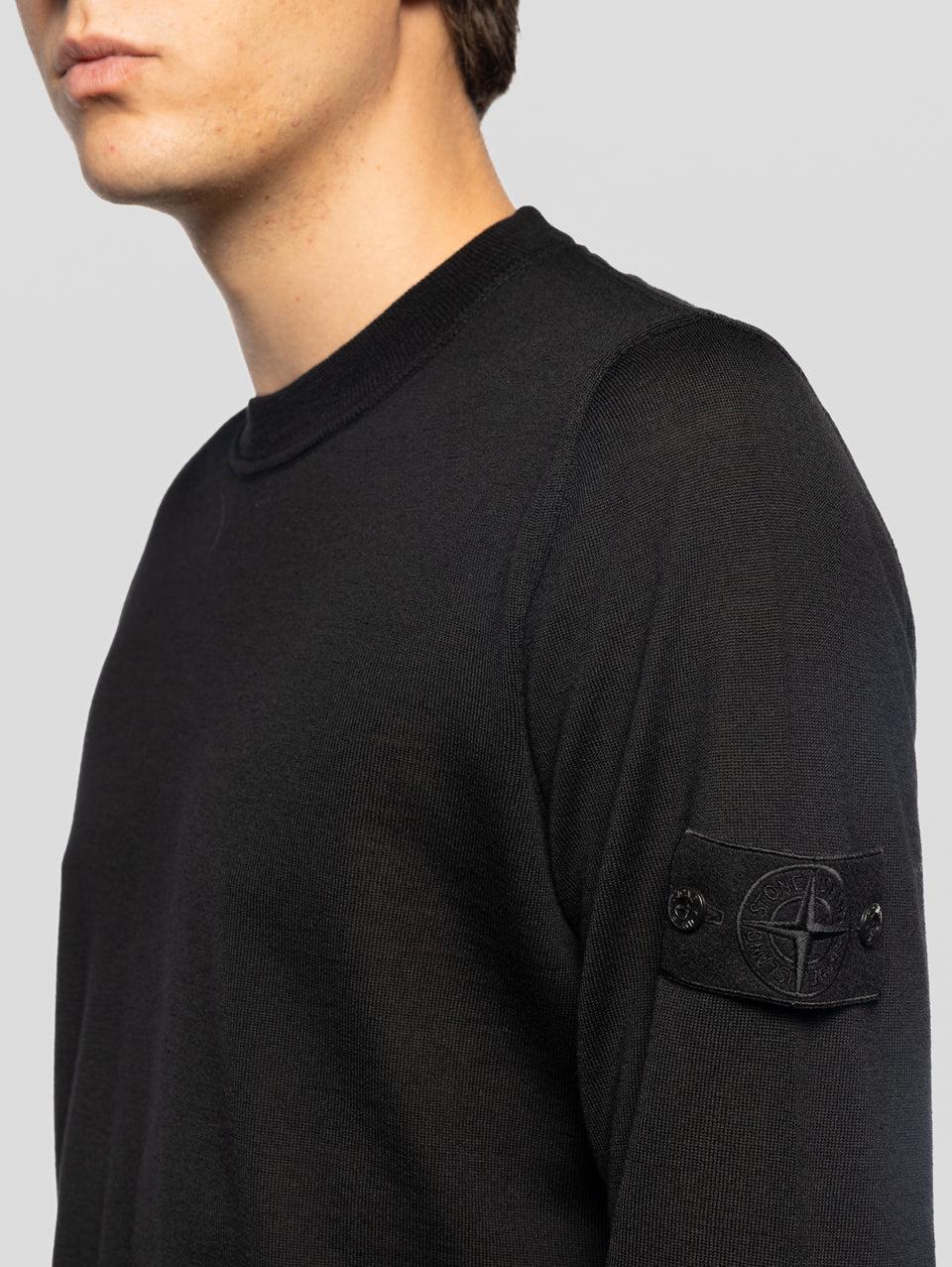STONE ISLAND Maglia Girocollo Ghost in Lana Nero Offerta
