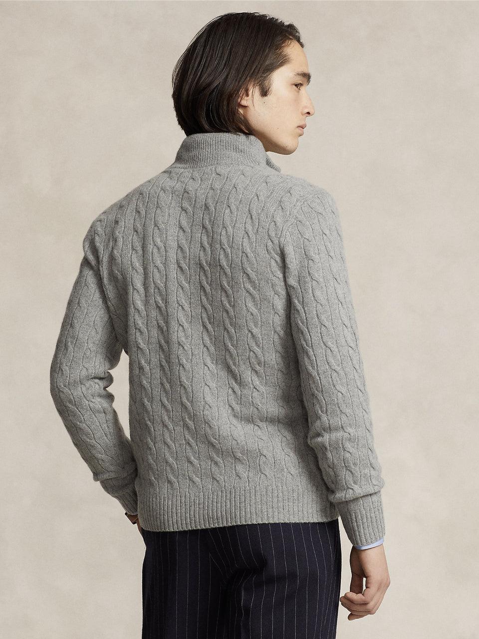 RALPH LAUREN Maglia Mezza Zip a Trecce Grigio Online