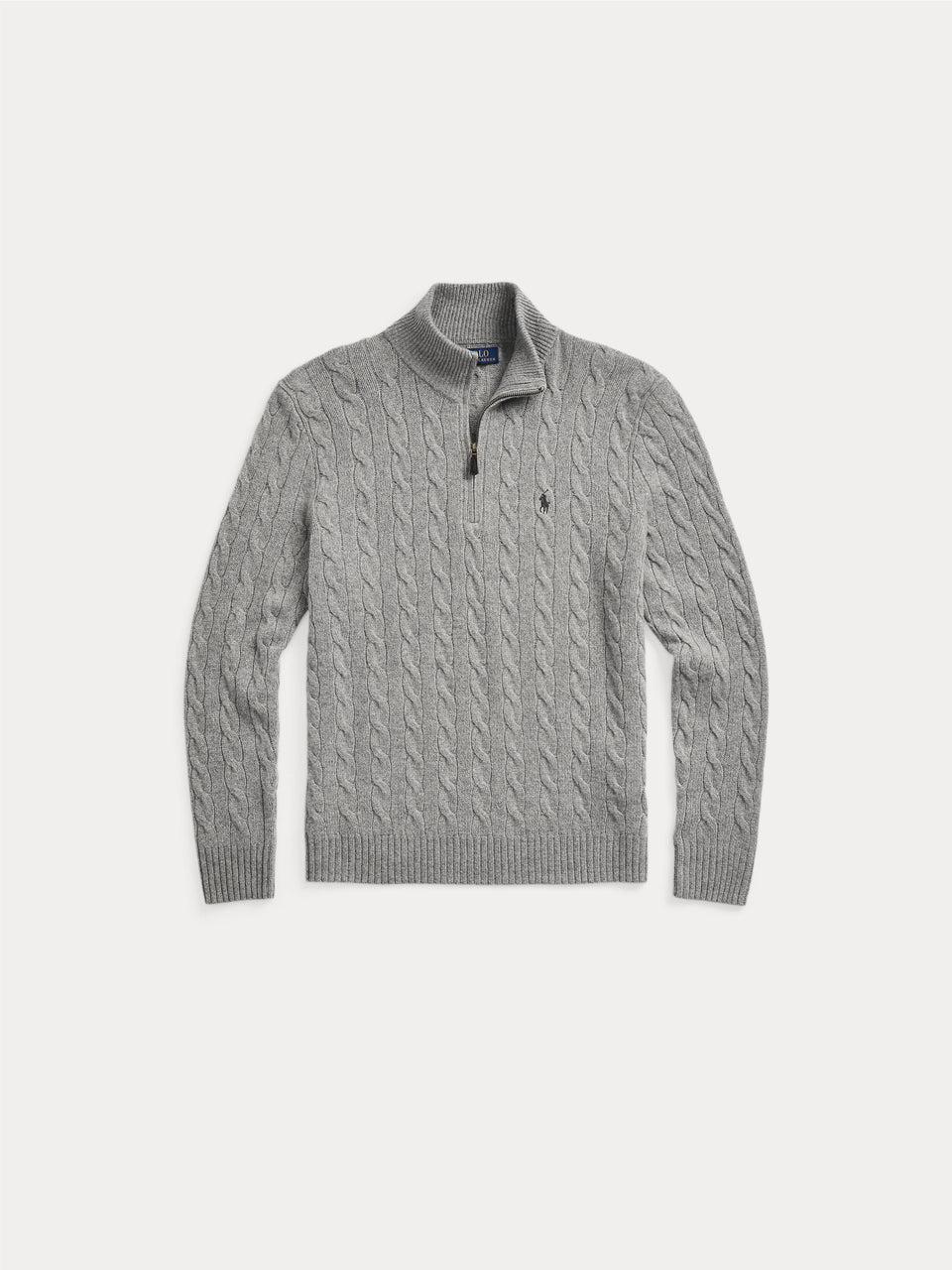 RALPH LAUREN Maglia Mezza Zip a Trecce Grigio Online