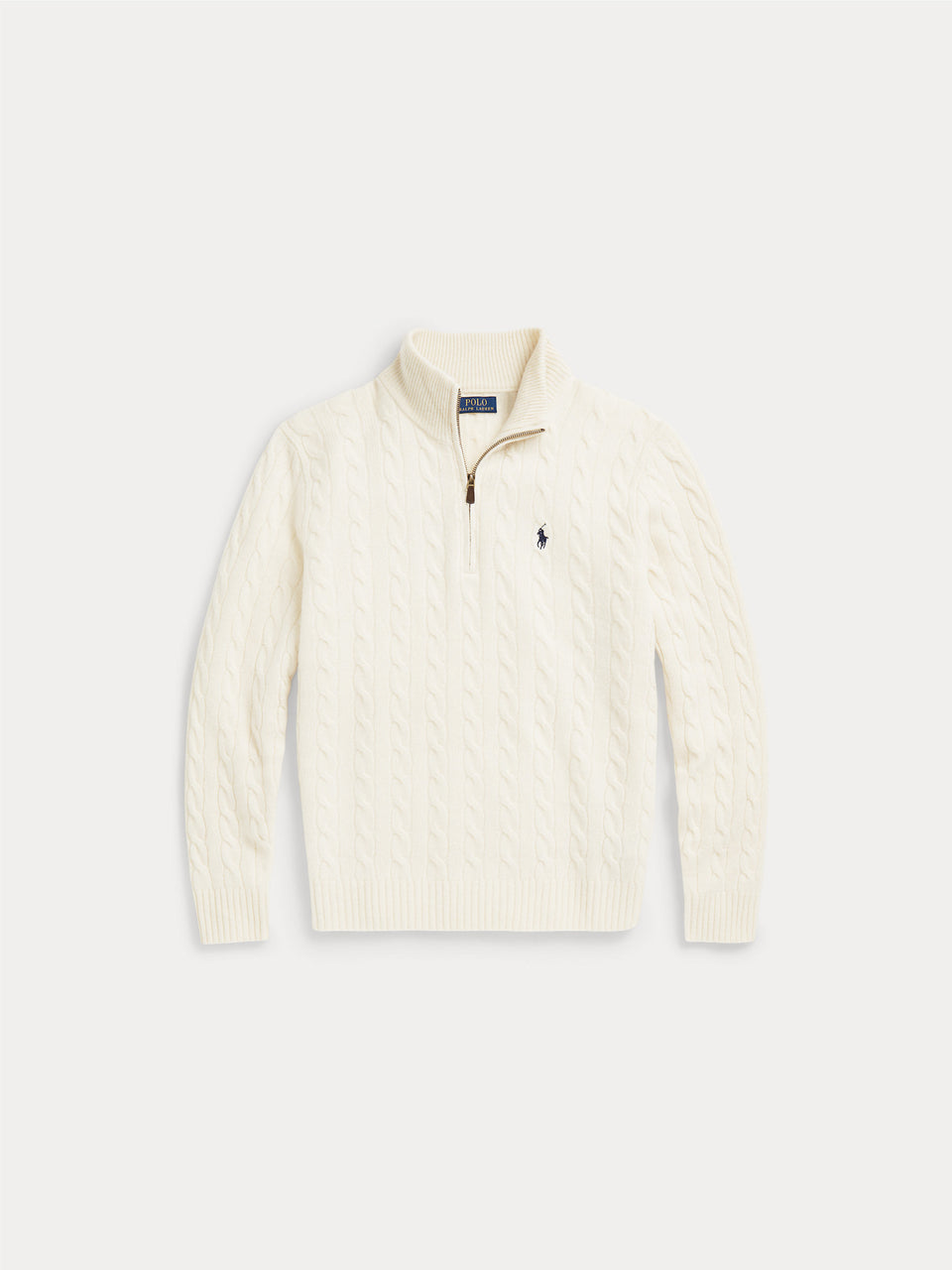 RALPH LAUREN Maglia Mezza Zip a Trecce Crema Outlet