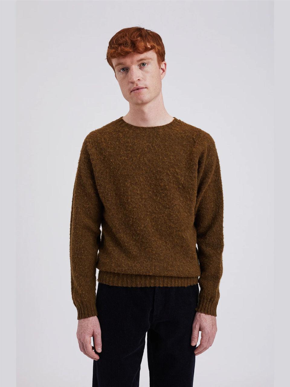 NORSE PROJECTS Maglia Girocollo in Lana Scozzese Birnir Oliva Saldi
