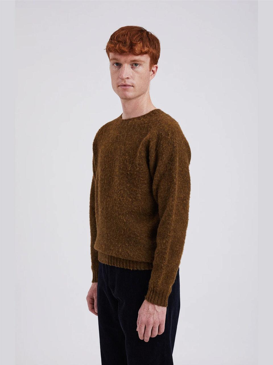 NORSE PROJECTS Maglia Girocollo in Lana Scozzese Birnir Oliva Saldi