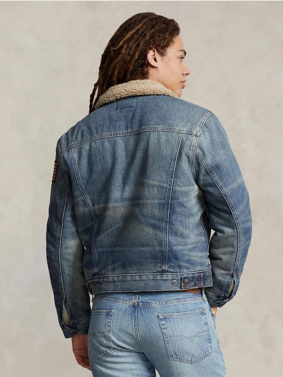 RALPH LAUREN Giacca in Denim con Fodera in Pile Blu In Linea