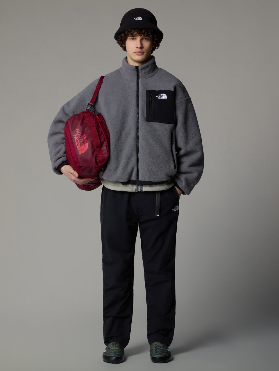 THE NORTH FACE Giacca da Uomo in Pile Reversibile Yumiori Grigio/Nero Nuovo