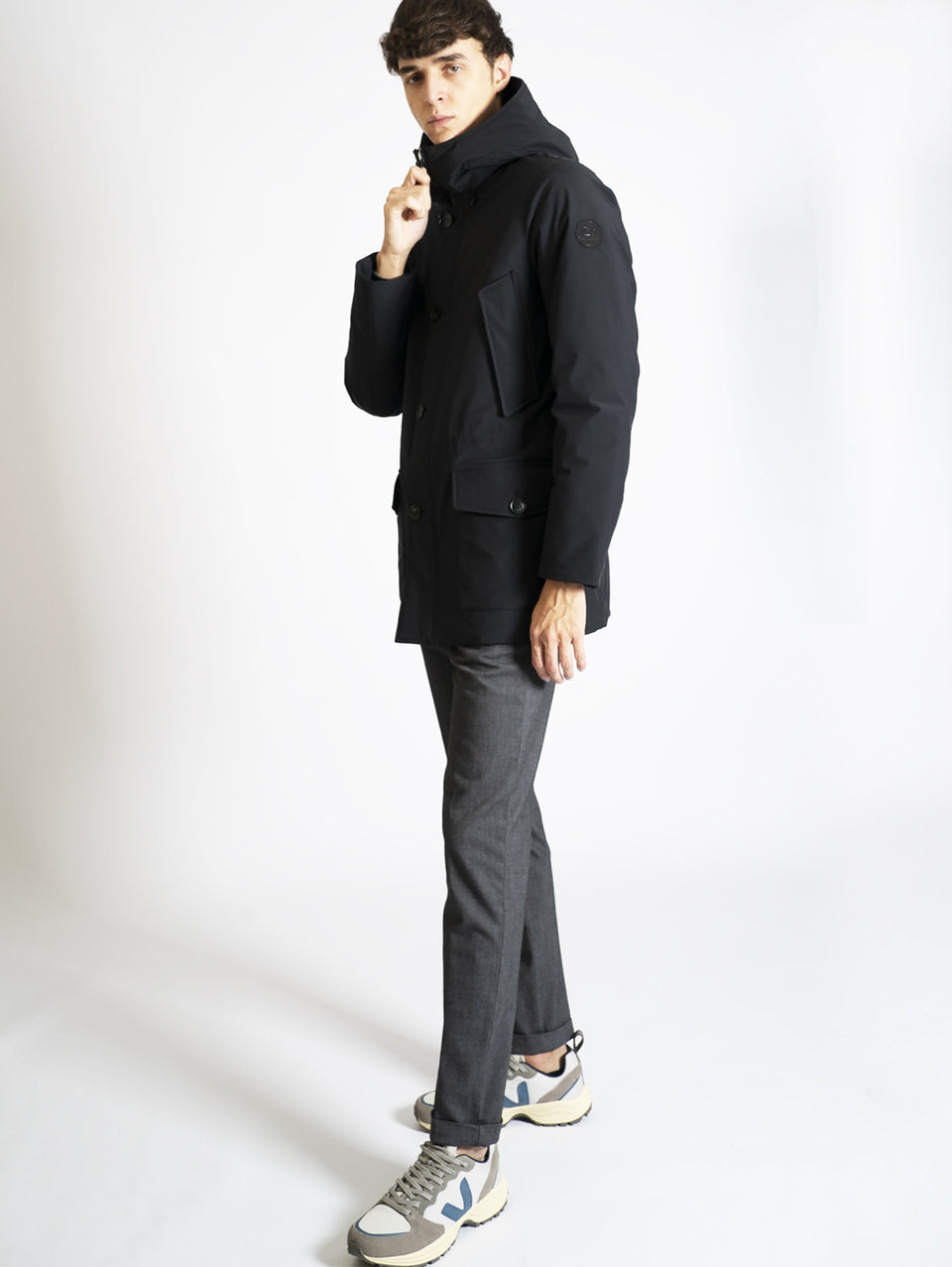 WOOLRICH Parka Arctic in Tessuto Stretch Nero Acquista Ora